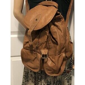 Vintage 1980's Vera Pelle Brown Leather Backpack